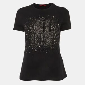 Ch Carolina Herrera Black Jersey Logo Detail T-Shirt M